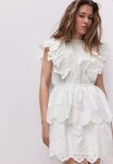Flounced Cotton Dress - White