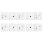 Set Of 10 Double Wall Sockets 1 X 3 & 1 X 2 Point With 2 USB Ports – White