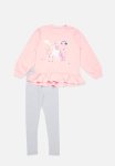 PoP Candy Frilled Hem Sweat Top & Legging Set - Pink & Grey