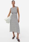 Patterned Chiffon Dress - Cream Spotted