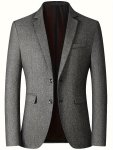 Men's Business Casual Blazer Fall winter Collection Slim Fit Lapel Collar Suit Jacket Long Sleeve Polyester-viscose Blend Solid