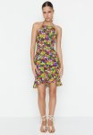 Floral Frill Halter Dress - Multi