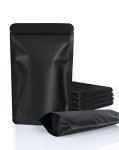 100 Pack Resealable Stand Up Bags 6.3" X 9.4"SMELL Proof Pouch Sealable Foil Pouch Bags For Packaging Black