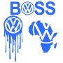 Vw Boss Vw Fuel Tank Dripping Vw Africa Blue Vinyl STICKER-3 Pack.
