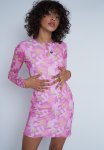 Cut Out Mesh Dress - Abstract Flower