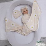 Wrap Set Swaddle Set Beige Daisy Set