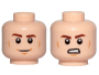 Parts Minifigure Head Dual Sided Reddish Brown Eyebrows Medium Nougat Cheek Lines And Chin Dimple Smile / Angry With Bared Teeth Pattern - Hollow Stud 3626CPB2108