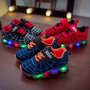 Casual Cool Spider Net Woven Shoes With LED Light For Boys Breathable Non-slip Sneakers For Walking Running Training