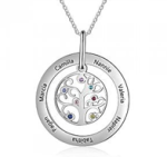 CNE103242 - Personalized Name & Birthstones Family Tree Necklace Stainless Steel