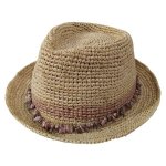 Roxy Raffia Trilby Hat Rock Embellished 58CM