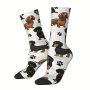 1 Pair Of Unisex Harajuku Vintage Style Novelty Cute Cartoon Dog Pattern Crew Socks Trendy 3D Digital Printed Men Women Socks Crazy Funny Socks For Gifts