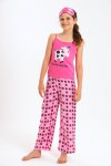 Girls Pink Cartoon Pyjama Set With Sleep Mask 7 To 13 Years