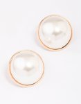 Goldair Gold Pearl Dome Encased Stud Earrings