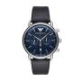 Emporio Armani Armani Aviator Silver Round Leather Men's Watch - AR11105
