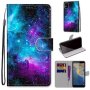 For Zte Blade A31 Coloured Drawing Cross Texture Horizontal Flip Pu Leather Case With Holder & Card Slots & Wallet & Lanyard Purple Green Starry Sky