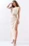 Ladies One Shoulder High Slit Maxi Dress - Cream - Cream / M