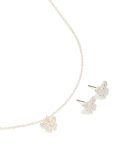 Silver Diamante Bow Necklace & Earrings Set