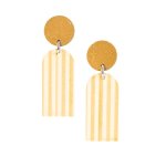 Golden Stripped Drop Earrings - Factory Plaza