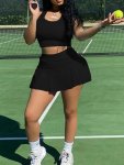 Solid Color Sexy Casual Skirt Set Crop Tank Top & Bag Hit Skirt Outfits For Summer Women's Clothing