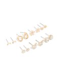 Goldair Gold Cubic Zirconia & Butterfly Stud Earrings 7-PACK