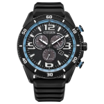 Brycen Men's Eco-drive Chronograph Black Silicone Strap Watch