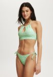Cotton On Gathered Keyhole Bikini Top - Georgette Floral Greens
