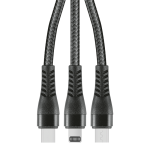 1.2M 3-IN-1 Charger Cable Allum Alloy And Braiding - Black red Std Regular