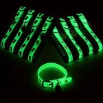 1PC Random Pattern Luminous Cat Collar Adjustable Anti-loss Cat Neck Collar Fluorescent Silicone Cat Collar Kitten Necklace