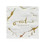 Serviette Eid Mubarak Gold & White Marble Print 1X20 Tbd