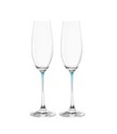 Clear Champagne Glass With Blue Stem La Perla Set Of 2