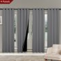 Classic Grommet Top Blackout Curtains - 4 Panel Set 100% Polyester Thermal Insulated Plain Weave All-season Privacy Drapes For Bedroom Arts Theme 160-180G Fabric