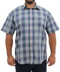 Mens Short Sleeve Check Shirt - 10XL Blue wht