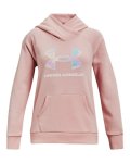 Girls' Ua Rival Fleece Core Logo Hoodie - Retro Pink Ylg