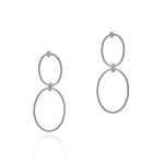 Lula Oval Double Drops - 18KT White Gold Vermeil