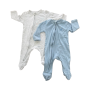 1-3M 2PC Blue & Grey Zipper Onesies - Woolworths