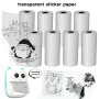 3 Rolls / 6 Rolls / 9 Rolls Clear Self-adhesive Thermal Paper For Pocket Printer Water And Oil Resistant Durable Printable Transparent Paper For