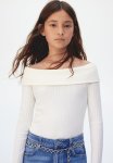Rib-knit Off-the-shoulder Top - White