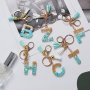 A-z Green Letter Key Chain For Women Cute Green White Tassel Pendant Resin Letter Pendant Key Ring Purse Hanging Bag Charm Letter Car Key Chain