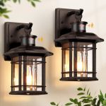 Vianis Motion Lights For Outside 2 Pack Dusk To Dawn Exterior Lighting Fixtures Bronze Front Porch Light Lantern Waterproof Outs