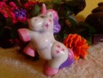 White Unicorn Ceramic Statue With Pink And Purple Mane