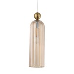 Florence Fluted Glass Pendant Light White Cognac - White