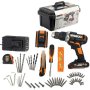 Cordless Combi Drill 20V 50NM 2 X 2.0AH Batteries Std Charger + 55PC Acc Toolbox