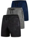 Men's Shorts Three-pack Athletic Shorts For Running Fitness Cycling Hiking Quick-drying Breathable Stretch Shorts Fashion Prints