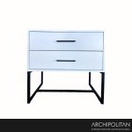Dna Satin White black Bedside Table