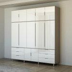 White Oak Melamine Wardrobe With Drawers High Gloss White And Oak MWBR2425B