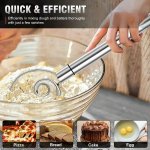 1PC Dough Mixer Stainless Steel Handheld Bread Whisk Dough Scraper Double Hole Quick Mixing Tool For Cooking Stirring Egg Beatin