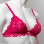 Fuchsia Pink Dentelle Lace Bralette - XS