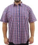 Mens Short Sleeve Check Shirt - 10XL Navy red