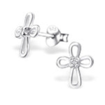 Shiloh 925 Sterling Silver Cz Cross Earrings Size 8X9MM