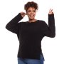Donnay Plus Size Regular Black Jumper With Cable Detail